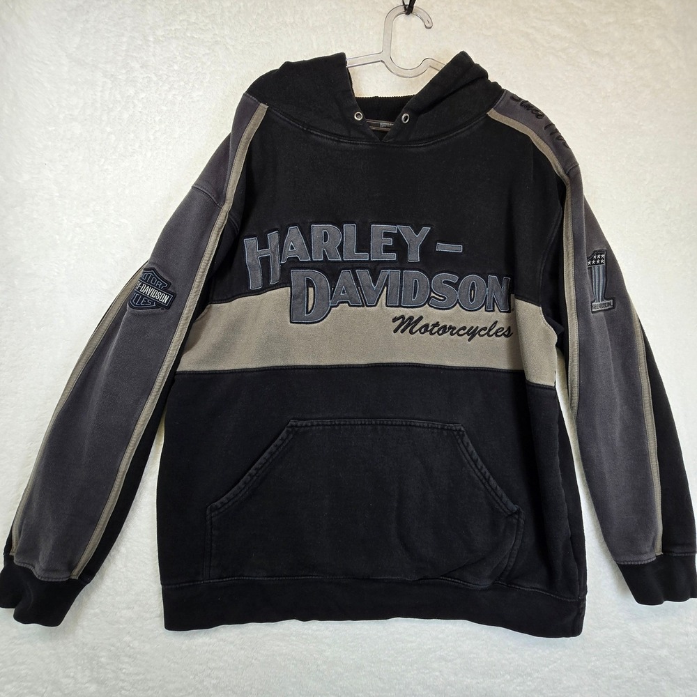 Harley-Davidson Black and Gray Pullover Hoodie